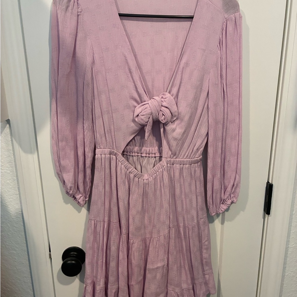 Purple Long Sleeve Dress with Knot Detail
